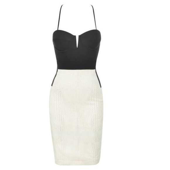 Sexy 😍 House of CB ’CALLIETA’ color block V bustier strappy pencil dress - Picture 2 of 6